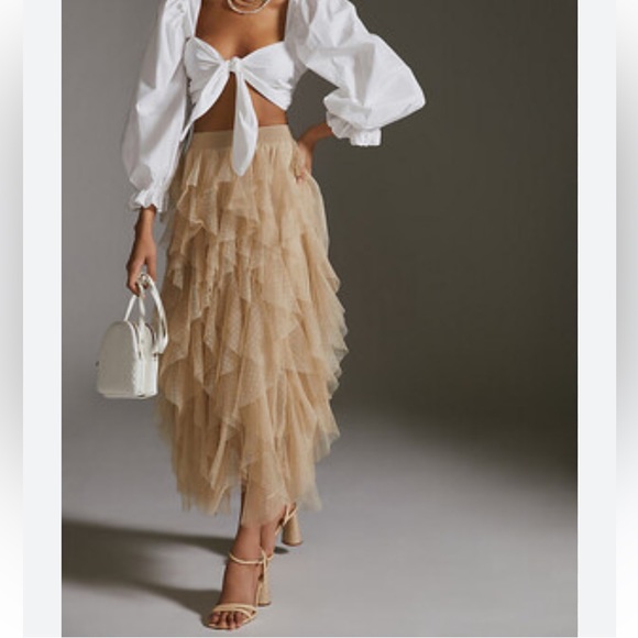 38 Carrie Textured Tulle Mesh Skirt - Picture 2 of 4